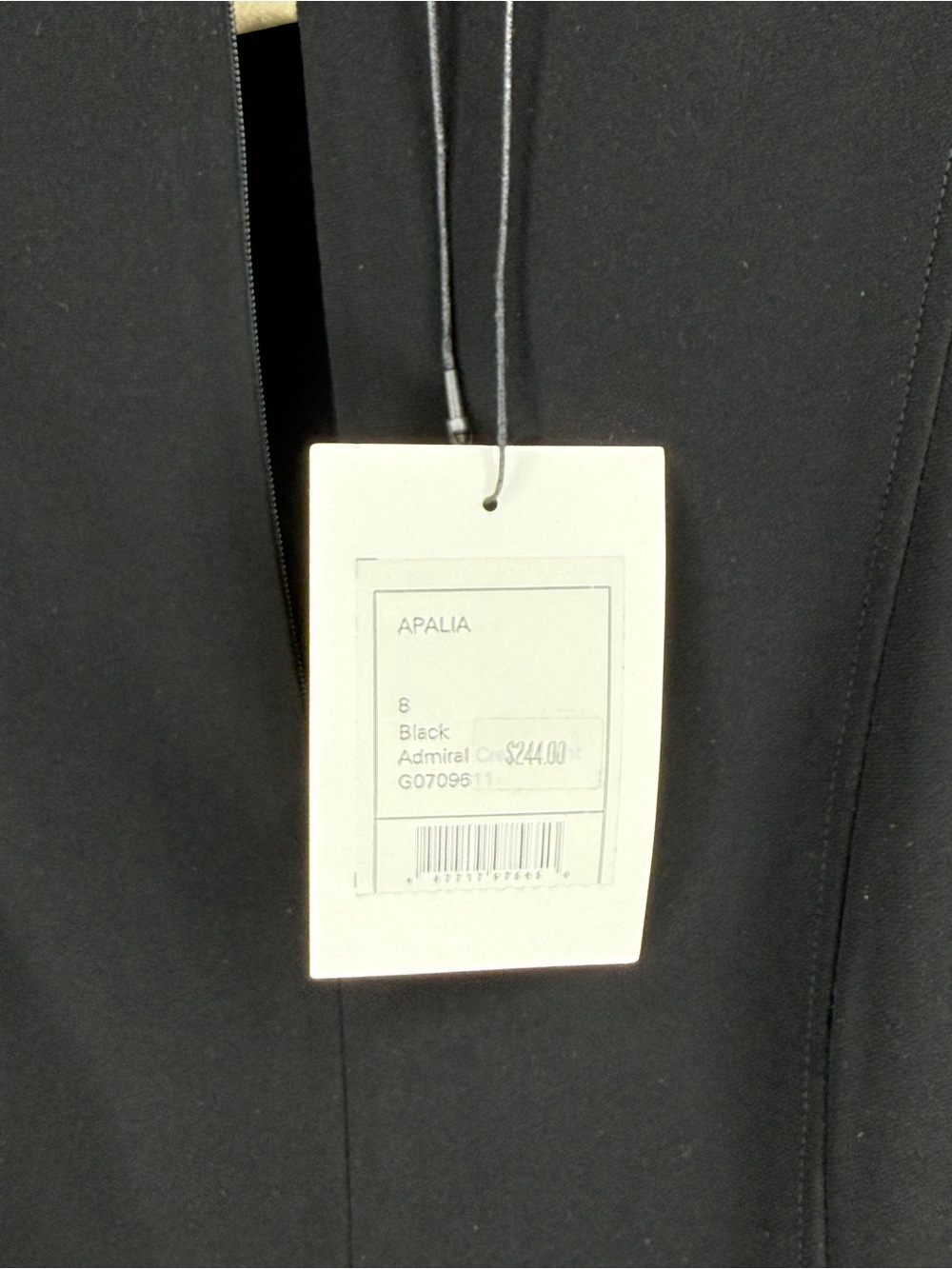 Theory Admiral Crepe Front Zip Black Shift Dress Front Pockets Sz 8 | NWT - Picture 8 of 9